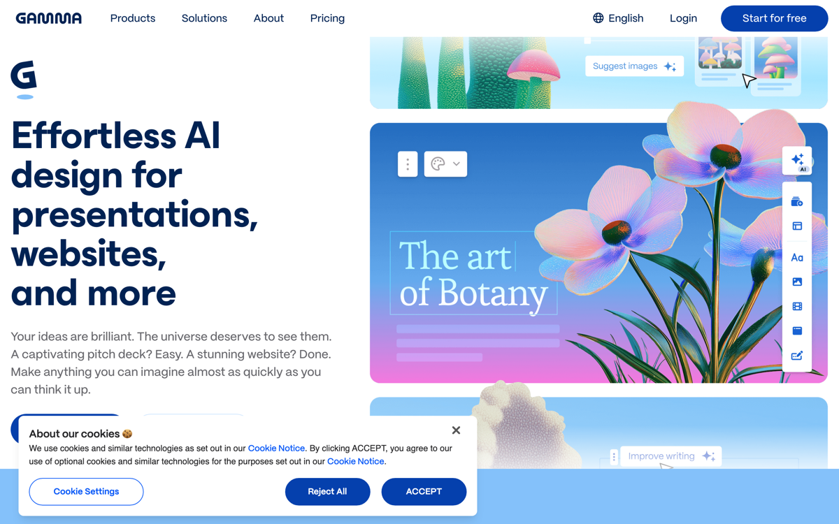 Gamma AI presentation editor