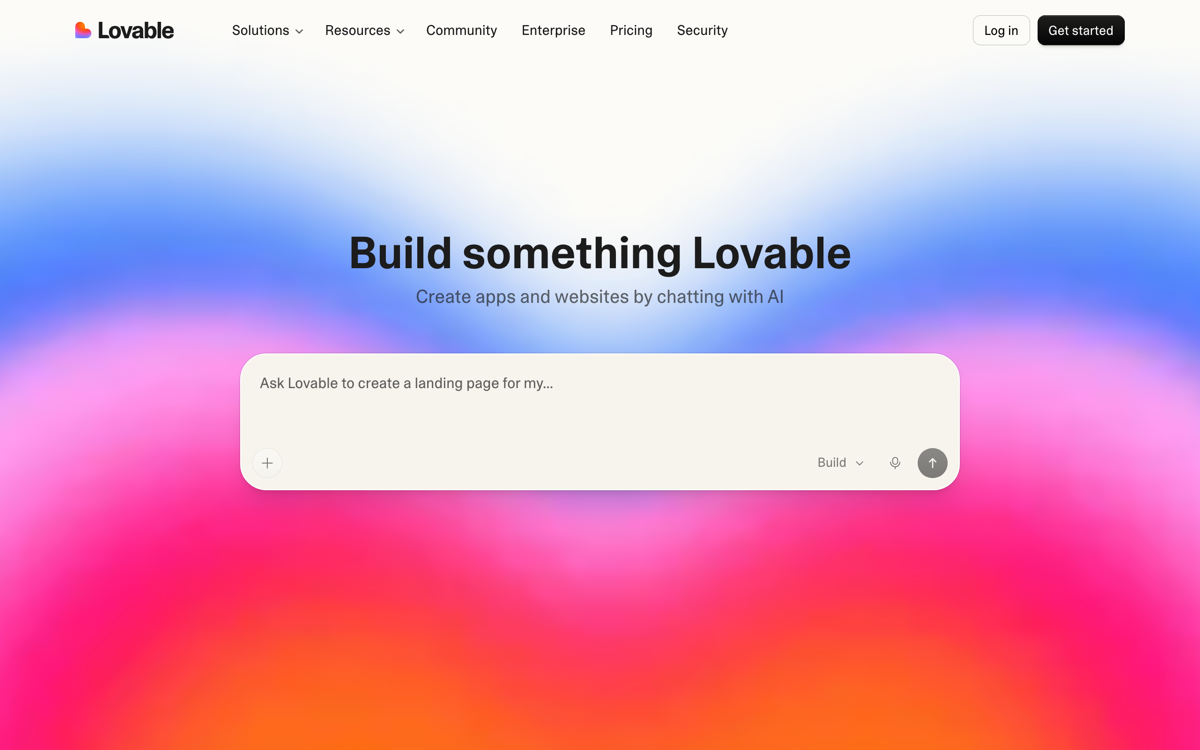 Lovable AI editor on lovable.dev with chat panel and live site preview