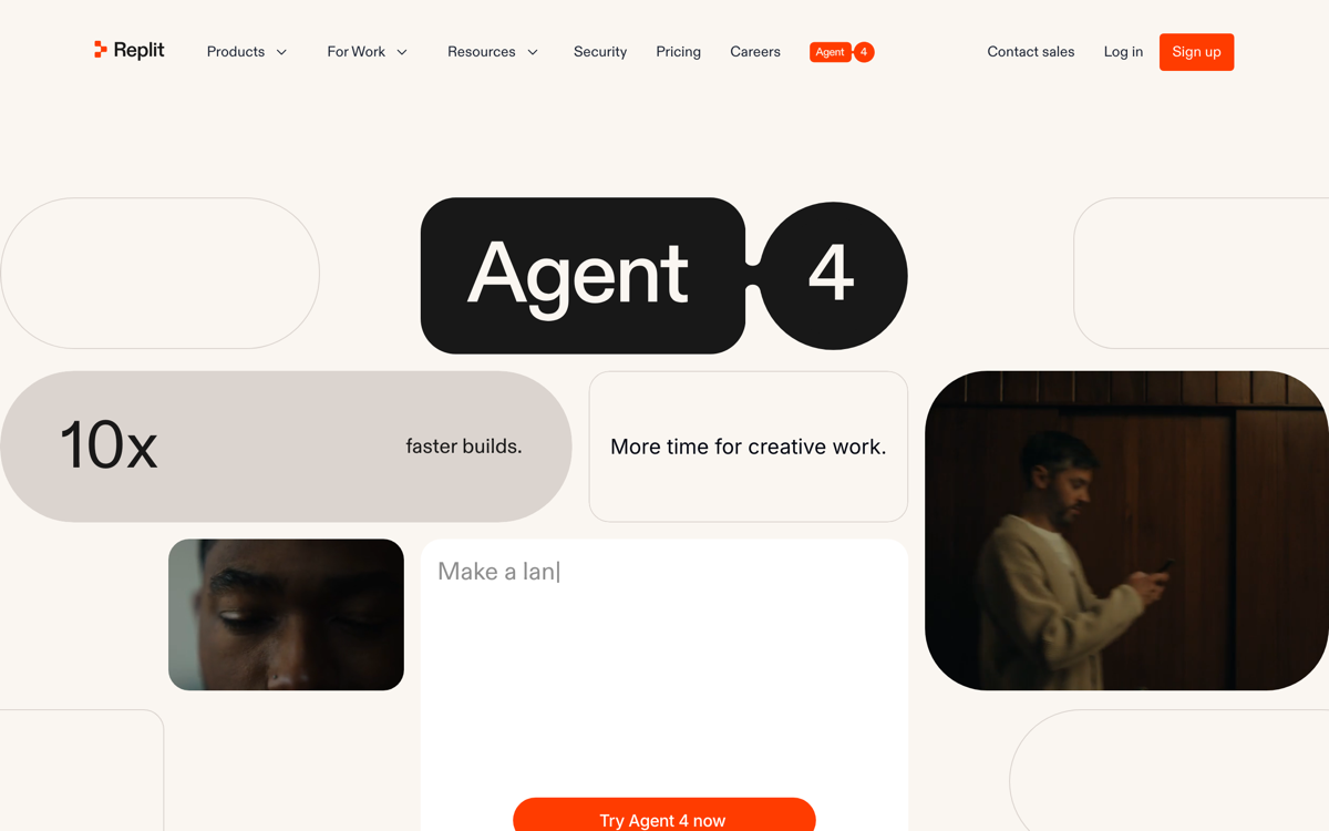 Replit Agent 4 in the browser Repl on replit.com